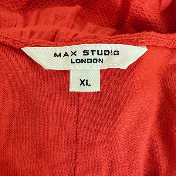 Max Studio Womens Dress XL Orange Red Crinkle Textured Sleeveless Lined Maxi - Picture 7 of 9